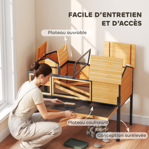 Terrarium design sur pieds - maison pour tortues - niches rampes plateau déjection - acier bois