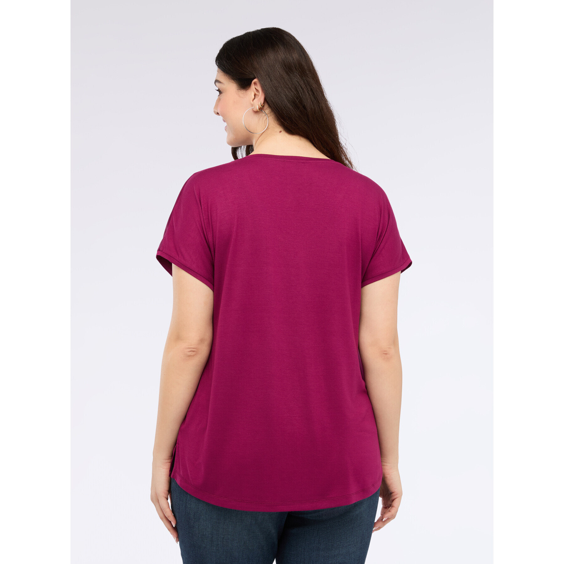Fiorella Rubino - T-shirt bimaterica con scollo a V - Bordeaux