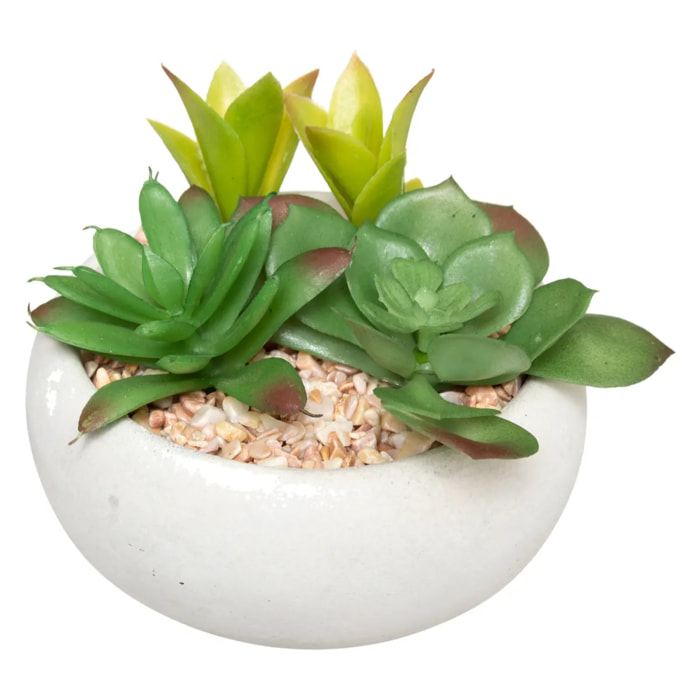 Plante grasse artificielle - pot en ciment - H10 cm