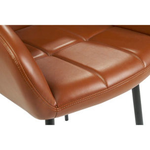 Chaises matelassées marron et métal noir (lot de 2) MONTERO