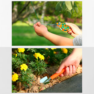 Juego de herramientas para jardinería con maletín de transporte y 10 piezas.