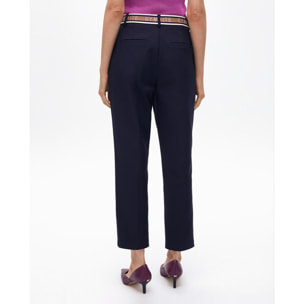 Pantaloni chino con elastico logato e strass