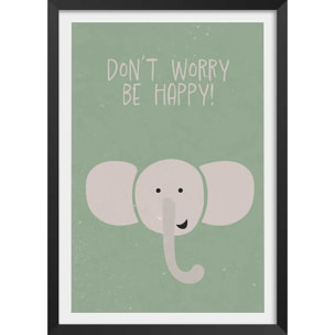 Affiche enfant elephant Affiche + cadre en bois - Noir