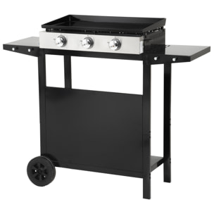 Plancha au gaz MÉRIDA 3 brûleurs + chariot
