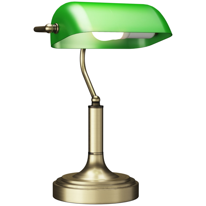 Lámpara de Mesa Vintage Banquero Lámpara de Escritorio Banker E27 con Pantalla Orientable a 45° Interruptor Basculante para Hogar Oficina Biblioteca Verde
