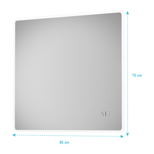 Miroir salle de bain LED rectangulaire auto-éclairant 80x70cm - Ulysse LED 80