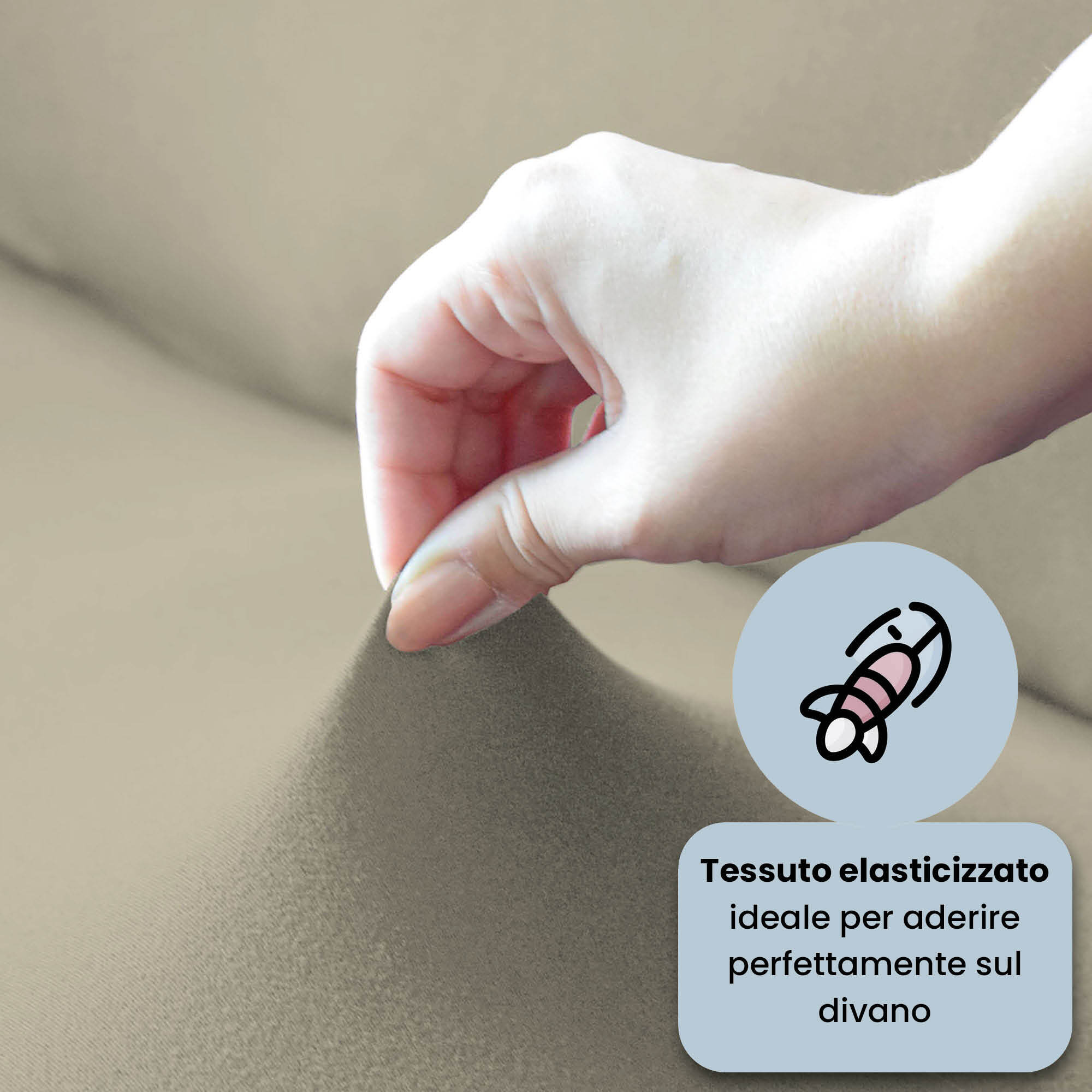 COPRIDIVANO DAHLIA, Elastico, Estensibile - TORTORA