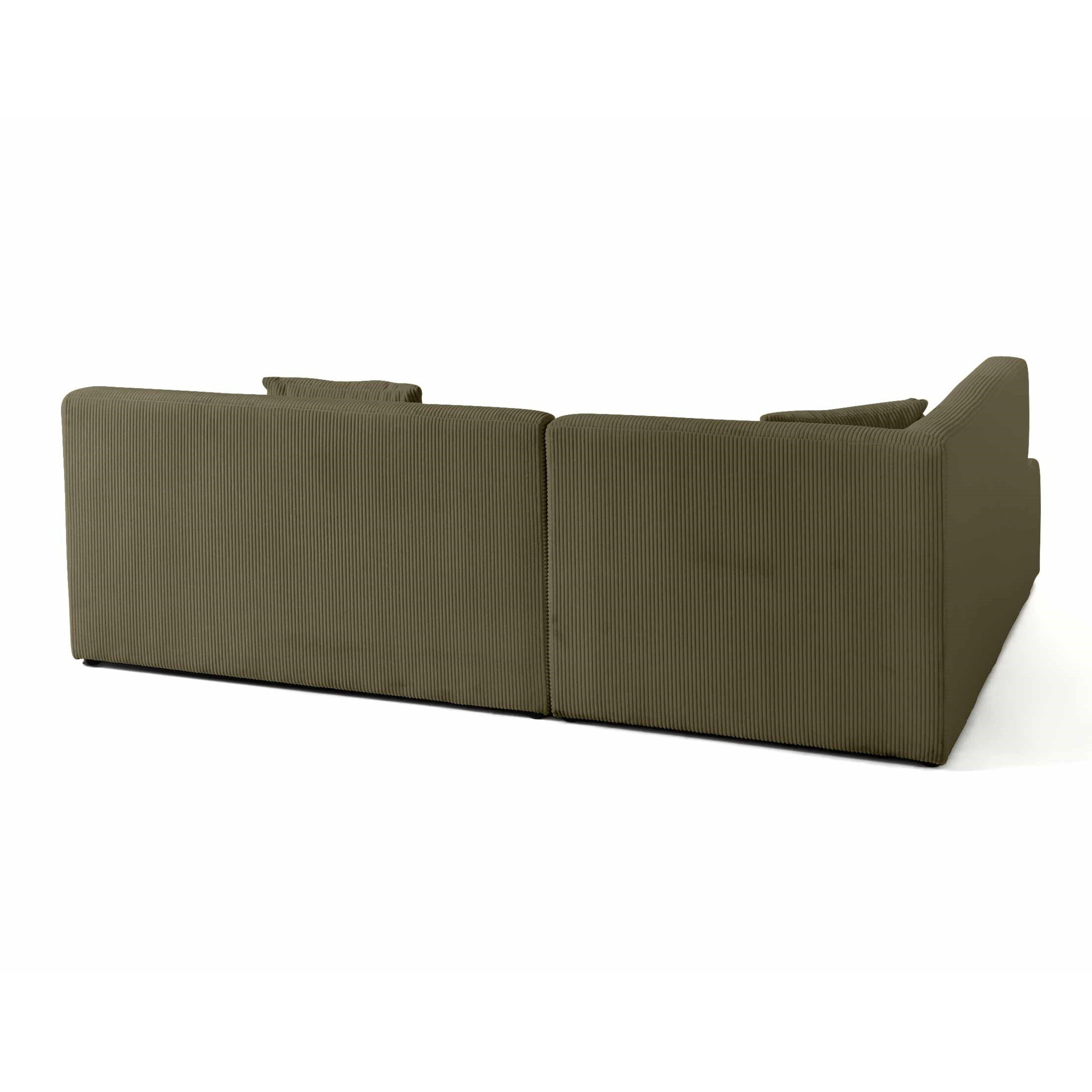 Onyx - canapé modulable d'angle gauche - 5 places - en velours côtelé - Vert