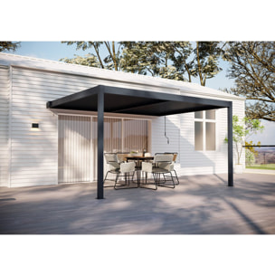 Pergola adossée en aluminium "Windsor" - Gris anthracite - 3 x 4 m