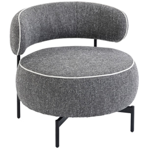 Butaca de Salón con Asiento Giratorio, Sillón de Salón, Tapizado en Lino, con Asiento Amplio, Acolchado Grueso, Patas de Metal para Dormitorio, Lectura, Gris Oscuro