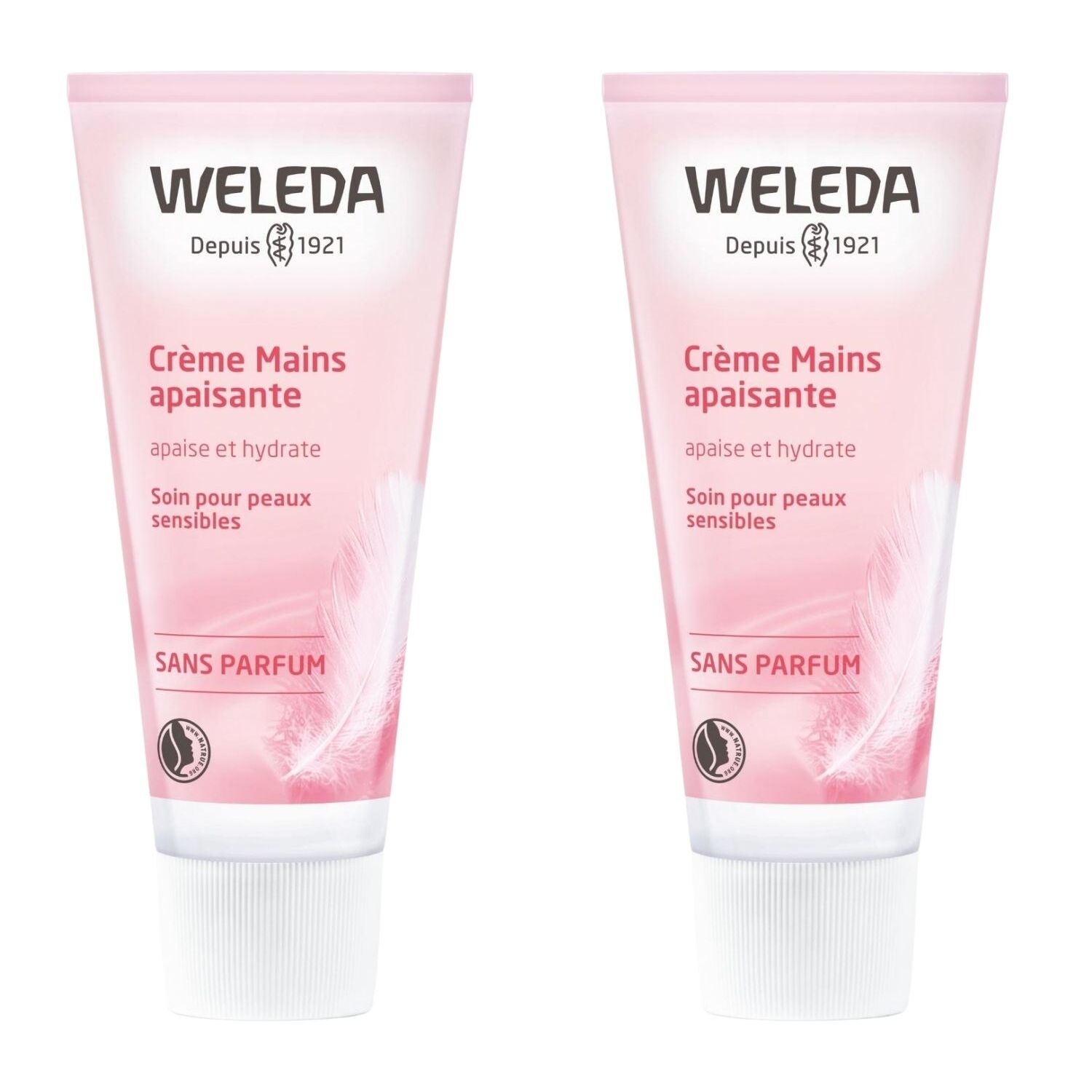 WELEDA - Duo Crème Mains Apaisante -  Peaux sensibles - Apaise et hydrate - Vegan* - Certifié Natrue**- Tube 50 ml  x 2