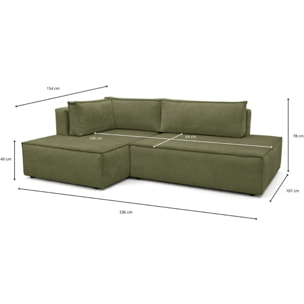 Canapé d'angle à gauche convertible 3 places en tissu chenille - BARANI