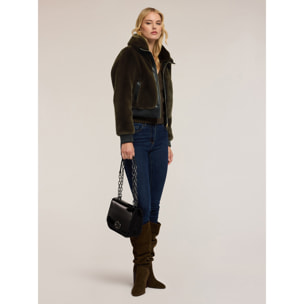 Motivi - Giubbotto effetto peluche con inserti - Verde militare