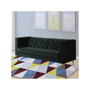 Canapé fixe en velours "Bruce" - 196 x 76 x 82 cm - 3 places - Vert foncé