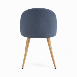 Pack 4 chaises en tissu bleu foncé et gris foncé - Cozy