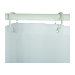 Rideau de douche Polyester H/F Mini 180x200cm QUALITE PREMIUM Blanc - Anneaux inclus MSV