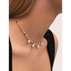 Collana Crystal Pearls in Acciaio Placcato Oro
