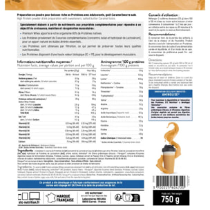 STC NUTRITION - Premium Whey - Protéines Natives Lactosérum Hypocalorique - Développement Musculaire - Aminolise Brevetée 100% Digeste - Sans Colorant ni Gluten - 30 Shakers - 750g - Caramel Beurre Salé