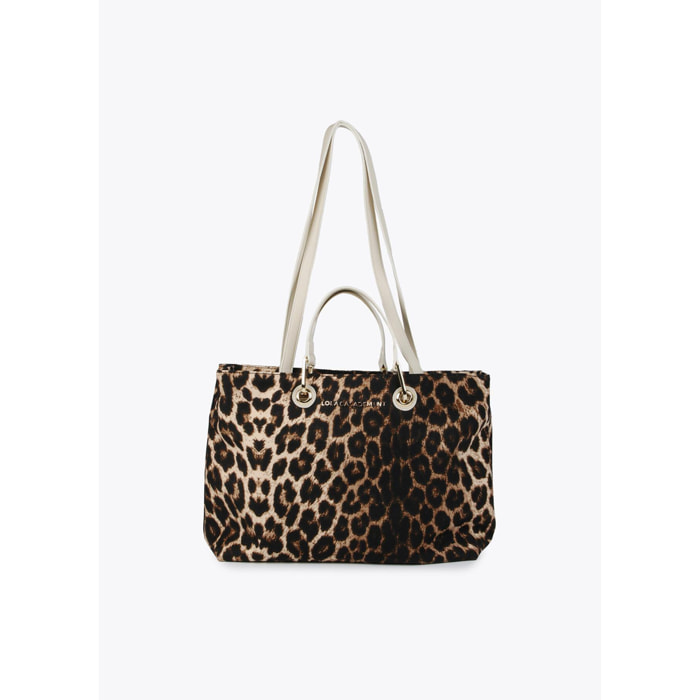 Borsa shopper con stampa animalier