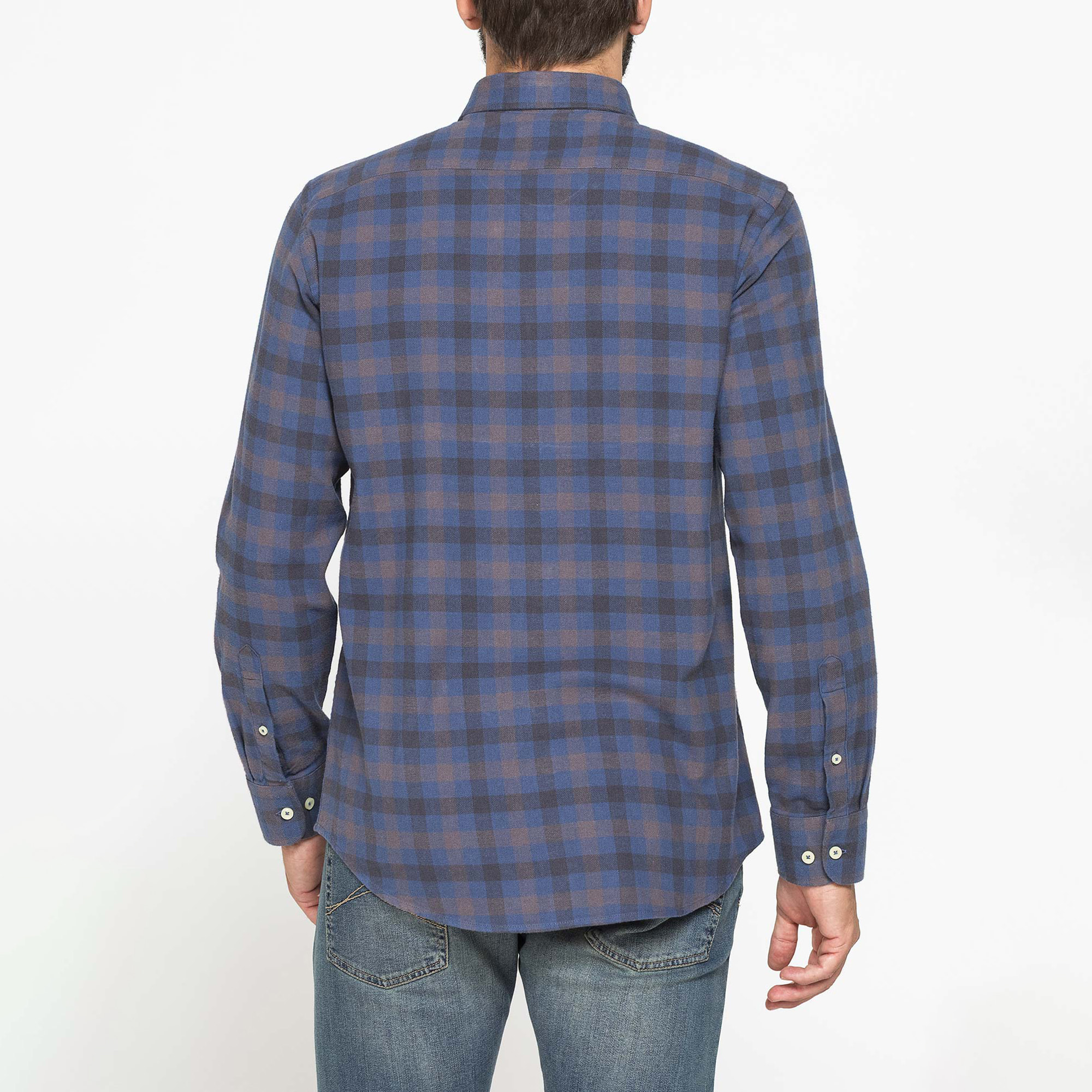 CAMICIA FANTASIA TINTO FILO IN FLANELLA LEGGERA