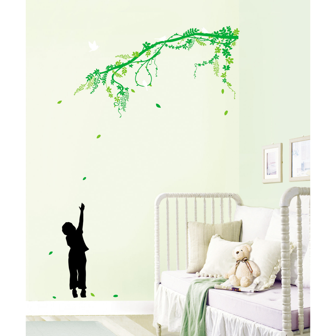 Stickers Muraux décoration adhésifs Branche d'arbre, oiseaux et enfant