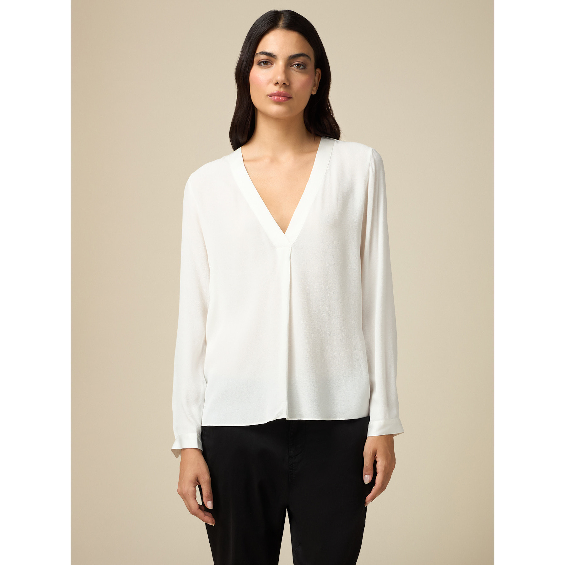 Oltre - Blusa in viscosa crêpe - Bianco