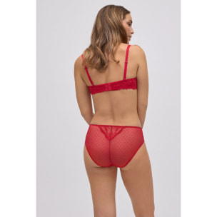 Slip midi in pizzo floreale e plumetis