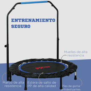 Trampolín de Fitness Ø102 cm Cama Elástica Plegable con Mango Ajustable de 4 Niveles Marco de Acero para Entrenamiento Piernas Cuerpo en Hogar Oficina Gimnasio Azul