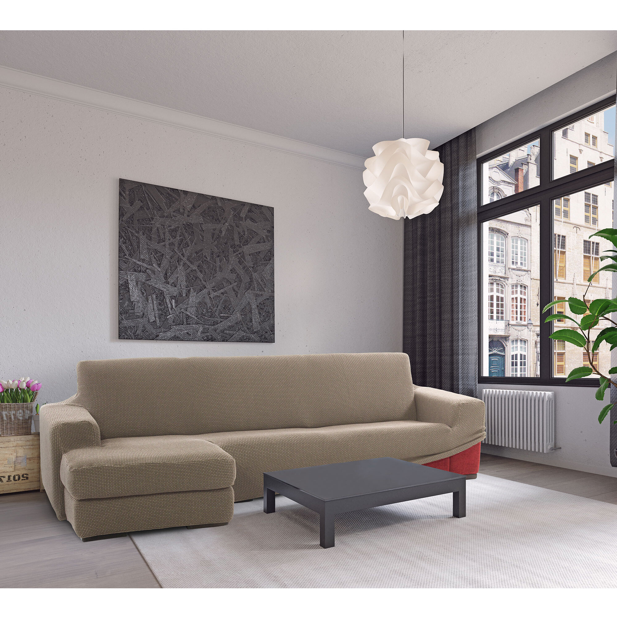 Funda para Chaise Longue izquierdo (visto de frente) brazo corto SÚPER ELÁSTICA modelo HELENA