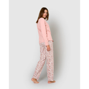 Pigiama lungo in cotone rosa pallido meghan con scollo a v