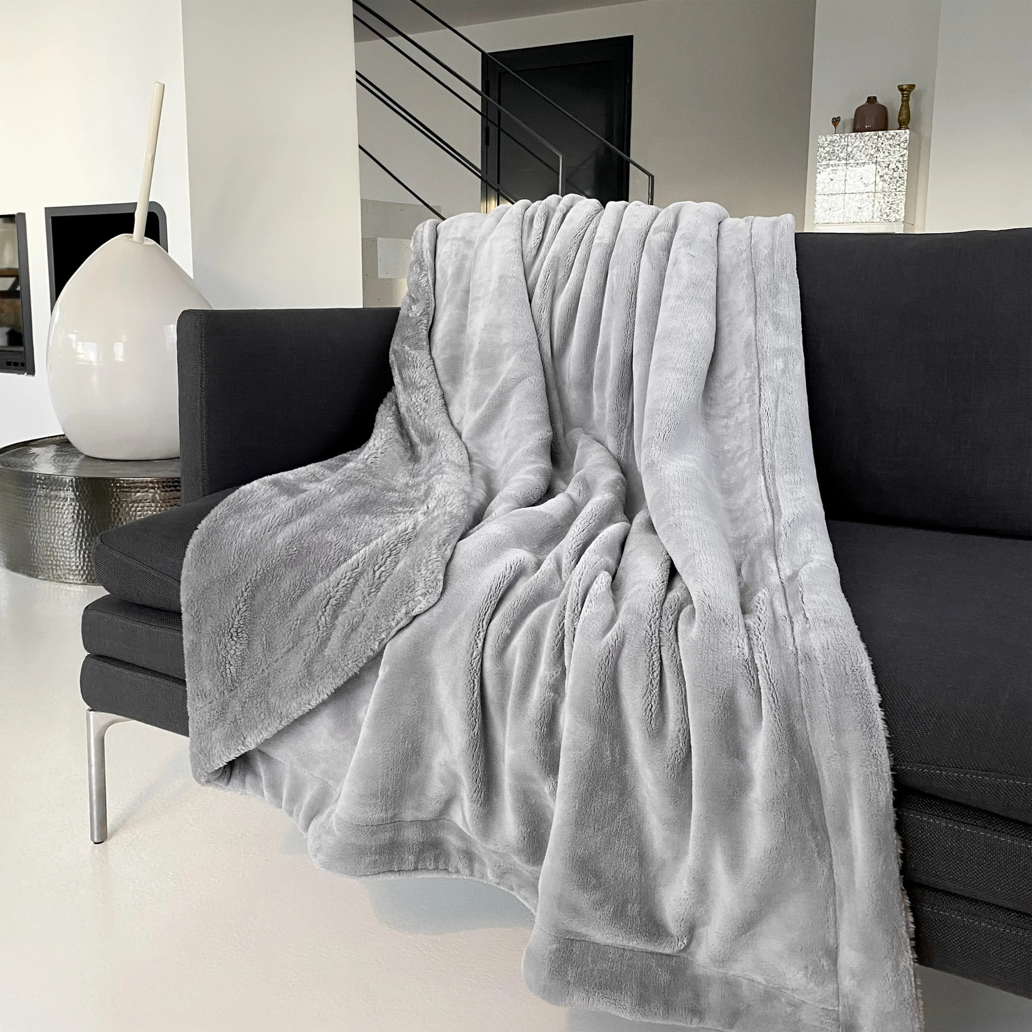 Plaid polaire - Cozy Gris Clair - 760g/m²