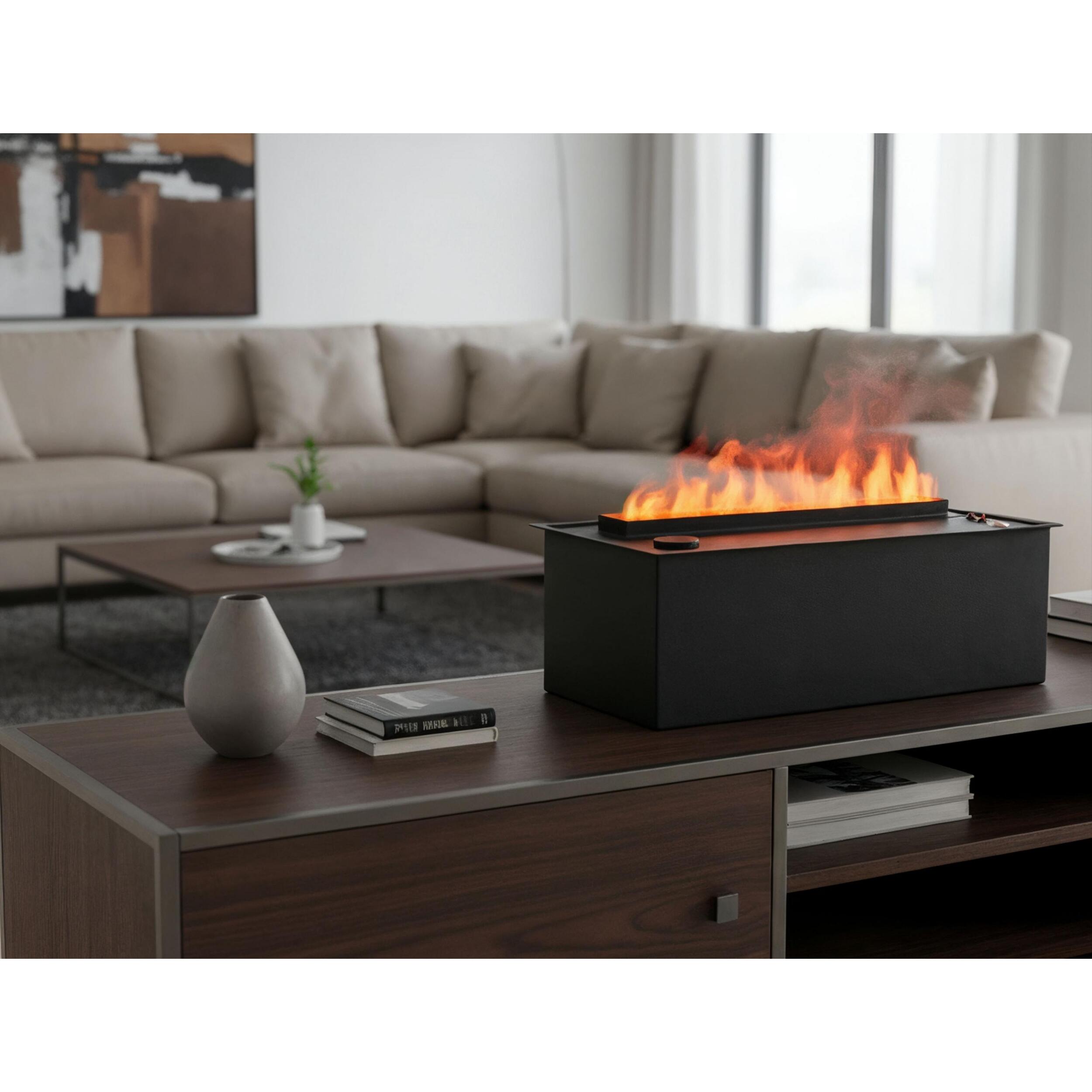 Cheminée décorative à flamme simulée format compact