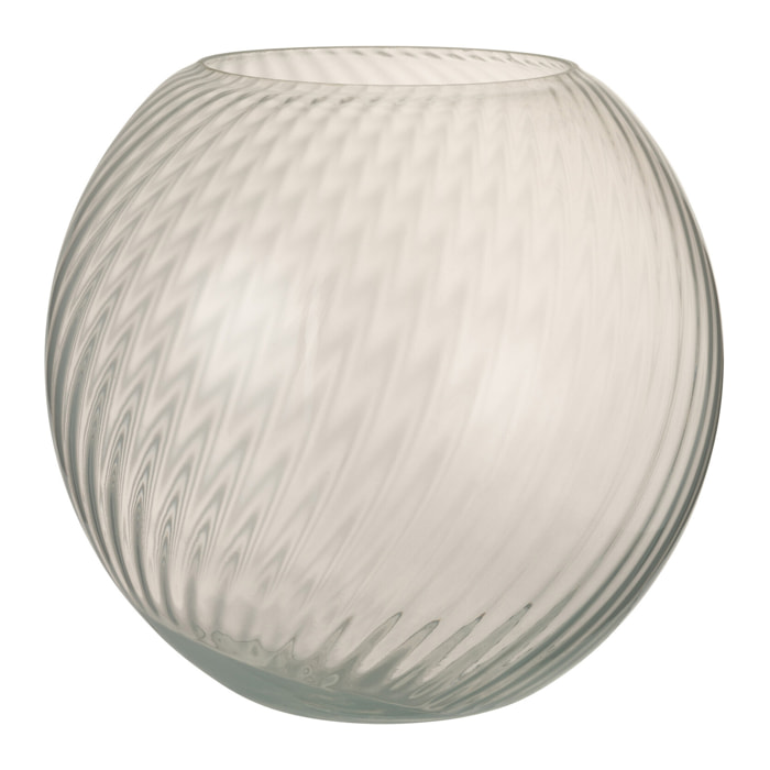 Vase J-Line Rond Côtelé - verre - blanc - grand - 25,00 cm de hauteur.