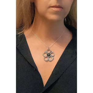 Conjunto doble collar intercambiale flor plata