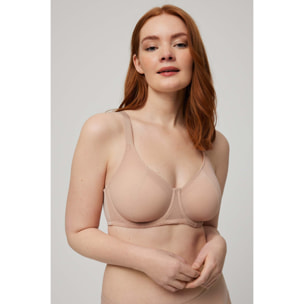 Reggiseno minimizzatore nudo con schienale anatomico e rinforzato, coppe C, D ed E