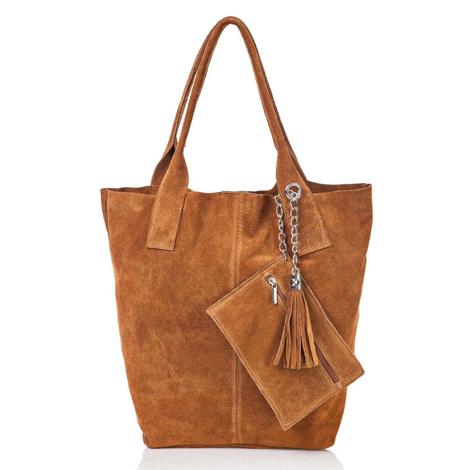 Borsa Donna in vera pelle Made in Italy colore Marrone dimensioni cm 40x35x15