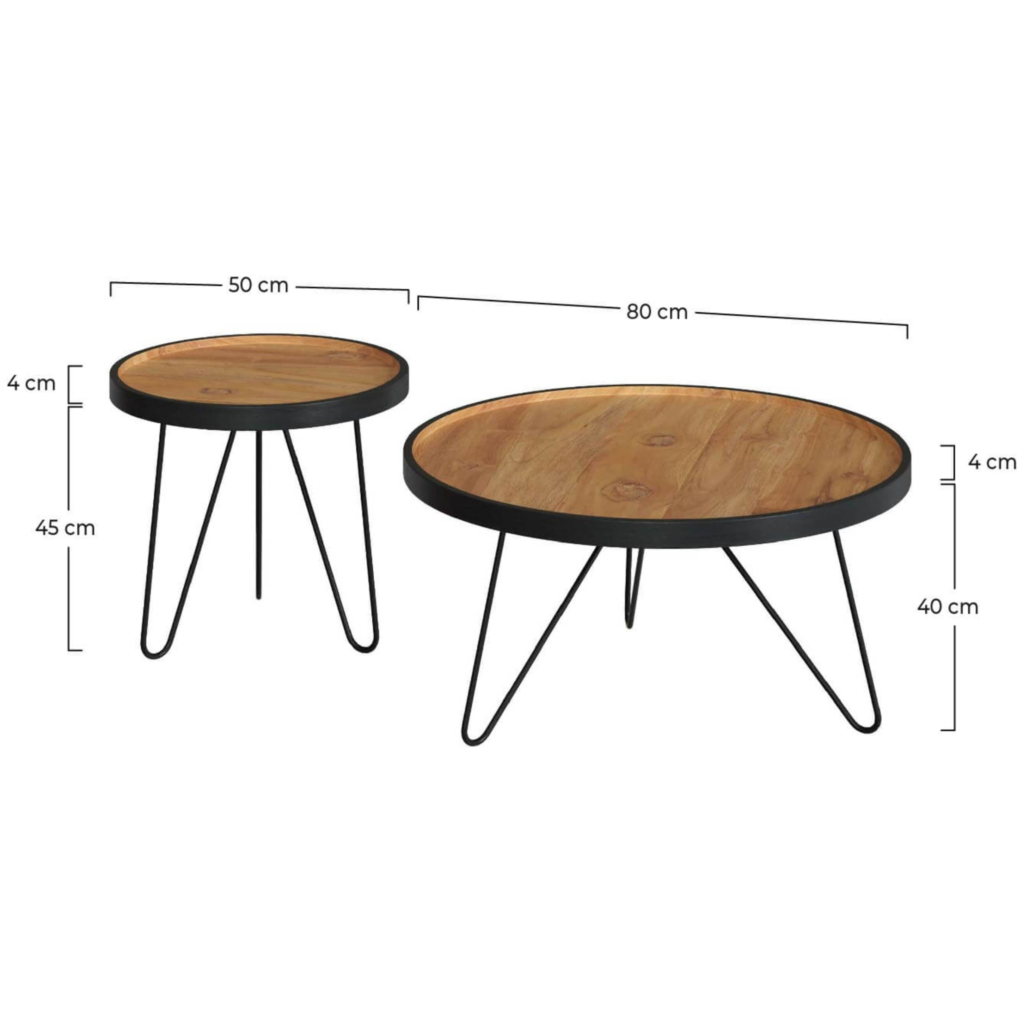 Tables gigognes en bois de teck recyclé et pieds en métal (lot de 2) - Bao