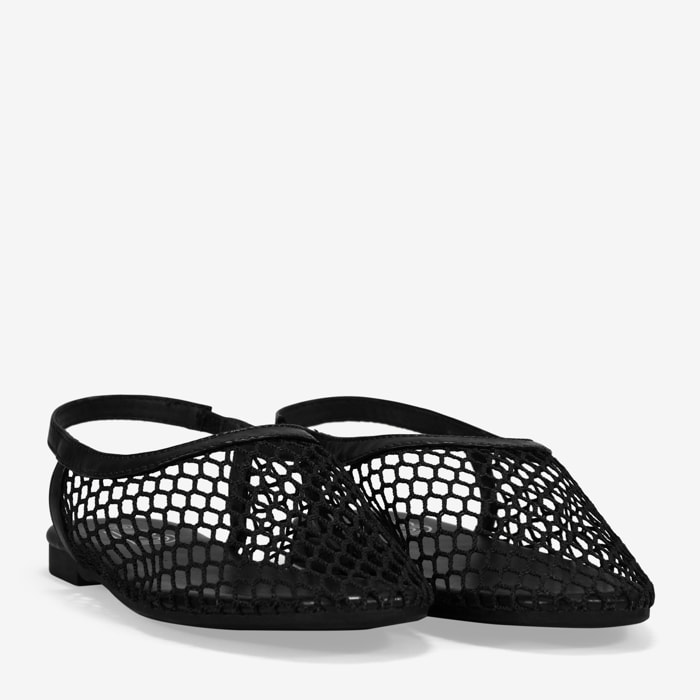 Bailarinas destalonadas negras de rejilla