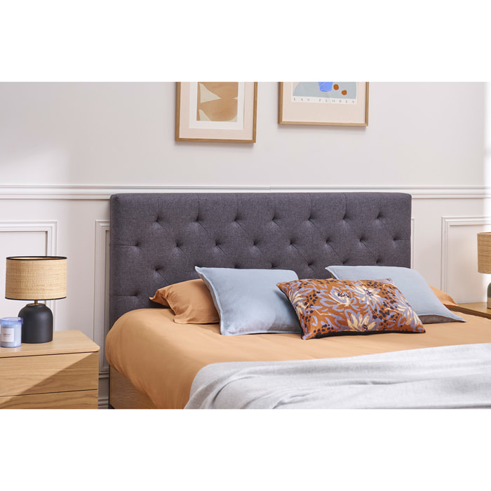 Tête de lit capitonnée en tissu gris foncé L160 cm ENGUERRAND