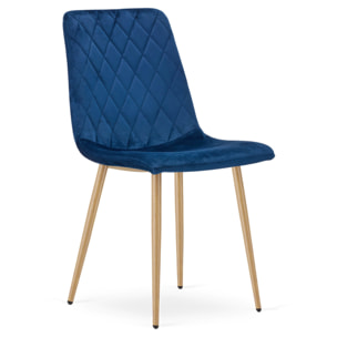 Sedia Turin in velluto blu navy con gambe effetto legno