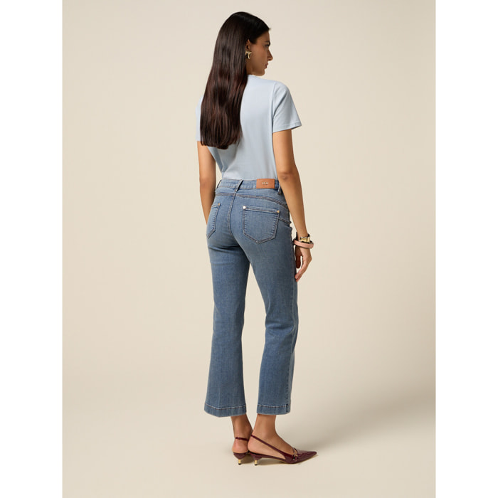 Oltre - Jeans acampanados lavados a la piedra - Light - blue