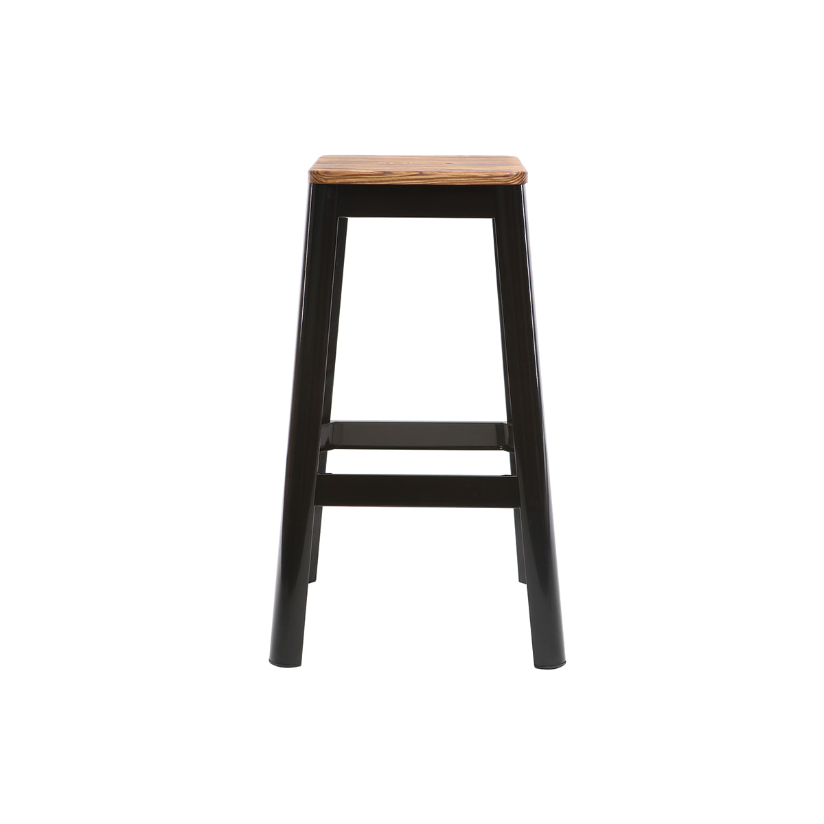 Tabourets de bar industriels en métal noir et bois H75 cm (lot de 2) NICK