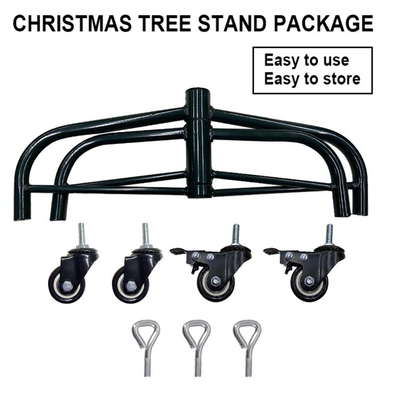 Base per albero di natale in metallo nero con ruote cm60