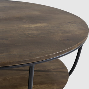 Table basse ronde en bois et métal - PANDORA