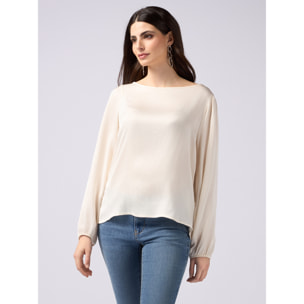 Oltre - Blusa maniche lunghe in raso di viscosa - Bianco