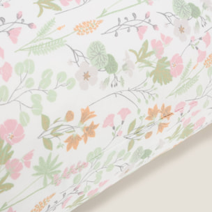 Funda cojín algodón flores Ferda color verde 100% Algodón percal