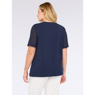 Fiorella Rubino - T-shirt con applicazioni gioiello - Blu