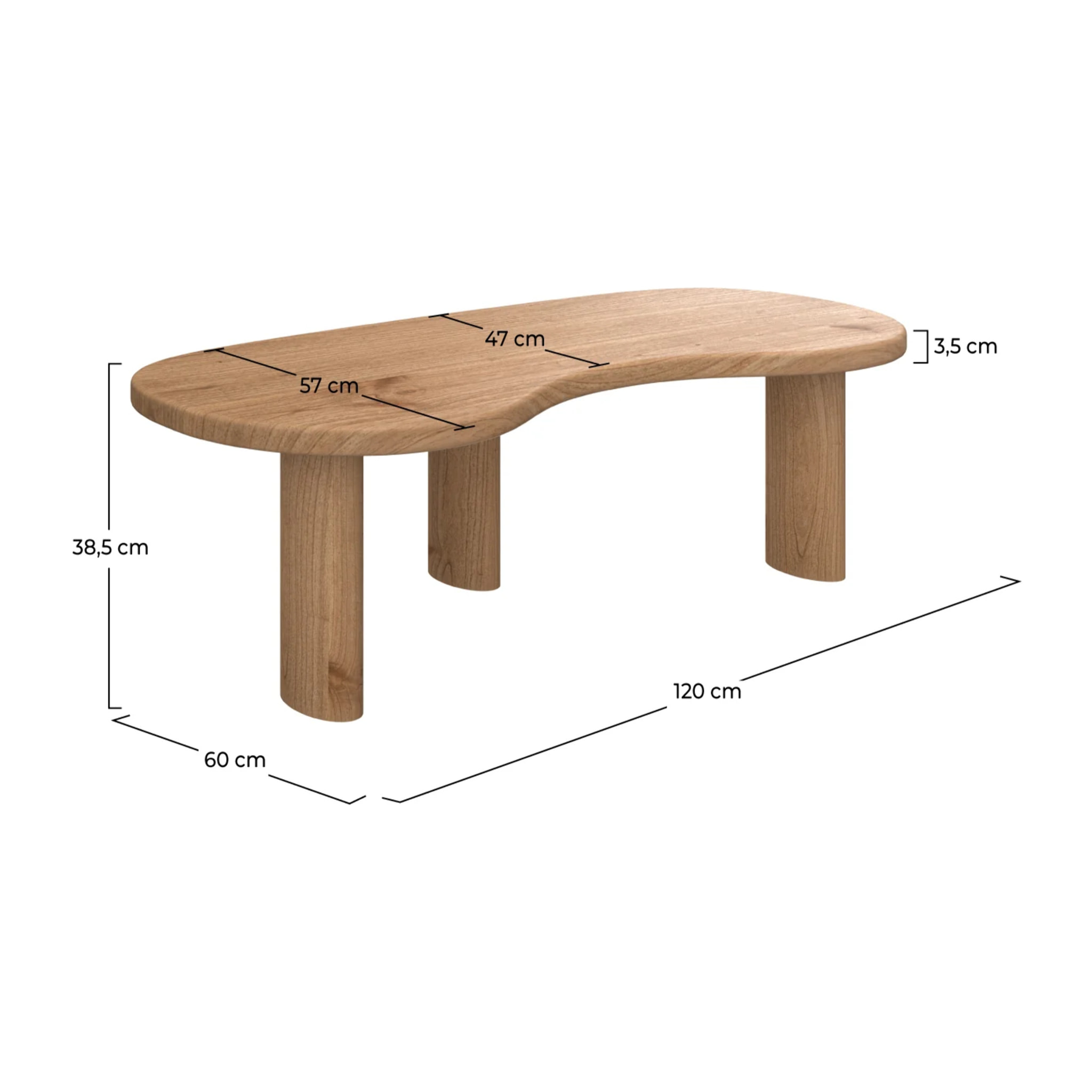 Table basse organique en bois massif de mindi - Brandan