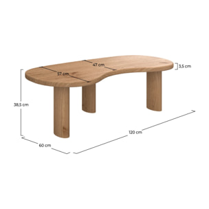 Table basse organique en bois massif de mindi - Brandan