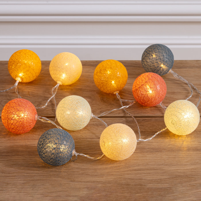 Guirlande LED 10 boules "Oya" pile L175cm multicolore